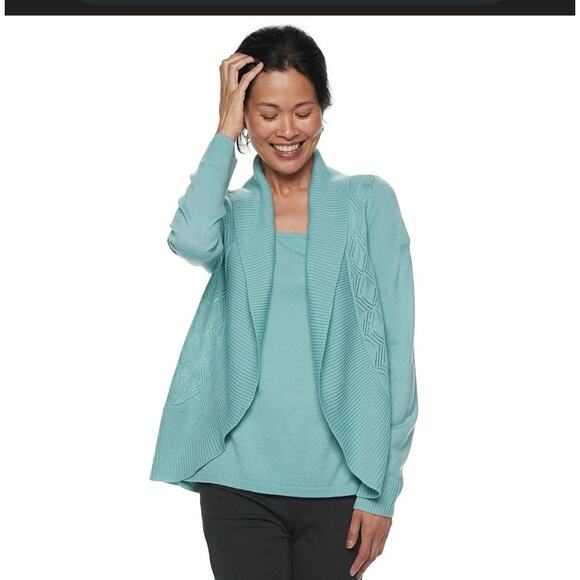 Croft & Barrow Teal Open Sweater - Women's Petite Medium - Picture 1 of 9